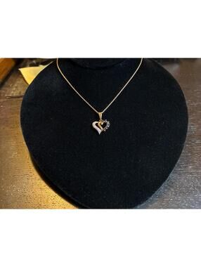 Ross-Simons (RSE) 925 Sterling Silver GP Diamond Accent Heart Pendant Necklace